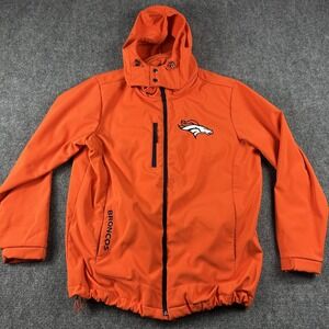 Denver Broncos Jacket Mens XL Orange NFL Football Hooded Softshell Zip‎